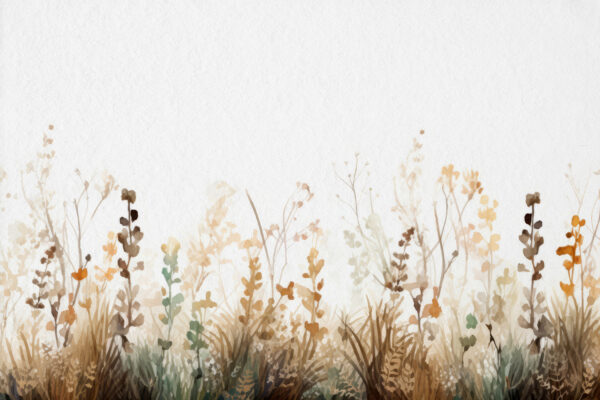 A painting of grass and flowers A painting of grass and flowers