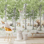 Wall murals A group of animals in a forest