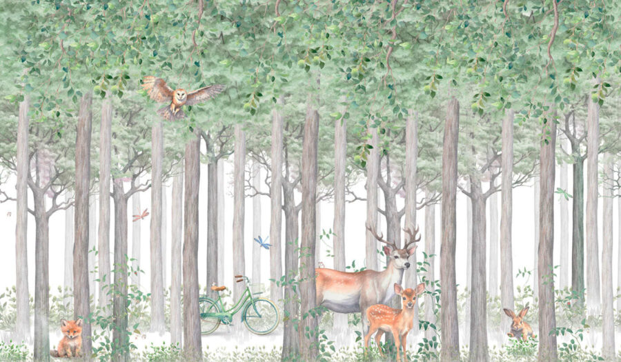 A group of animals in a forest