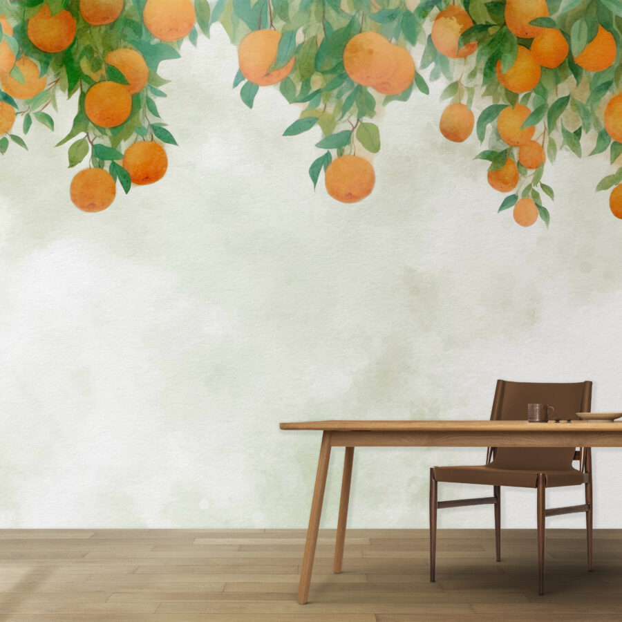 Oranges on a tree branch