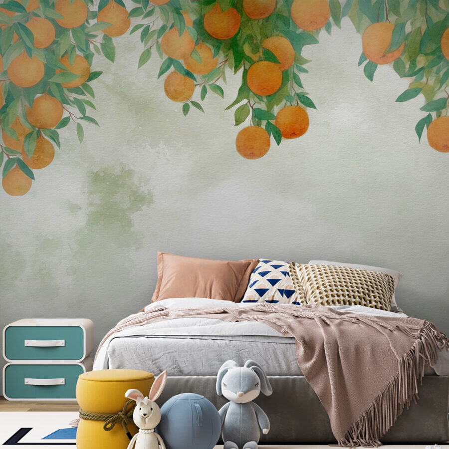 Wall murals Oranges on a tree branch