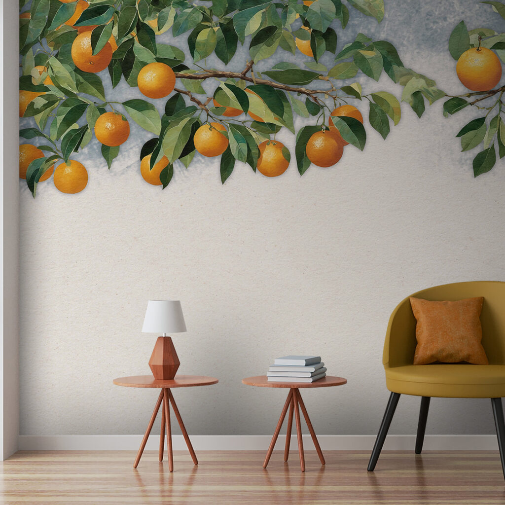 A branch of oranges with leaves A branch of oranges with leaves