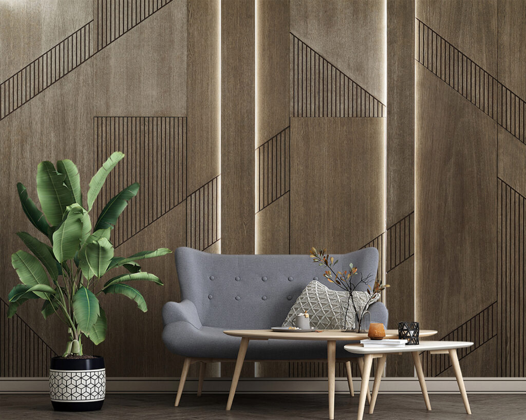 Elegant geometric design on wood panels