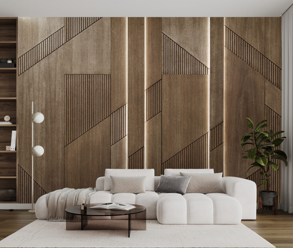 Elegant geometric design on wood panels