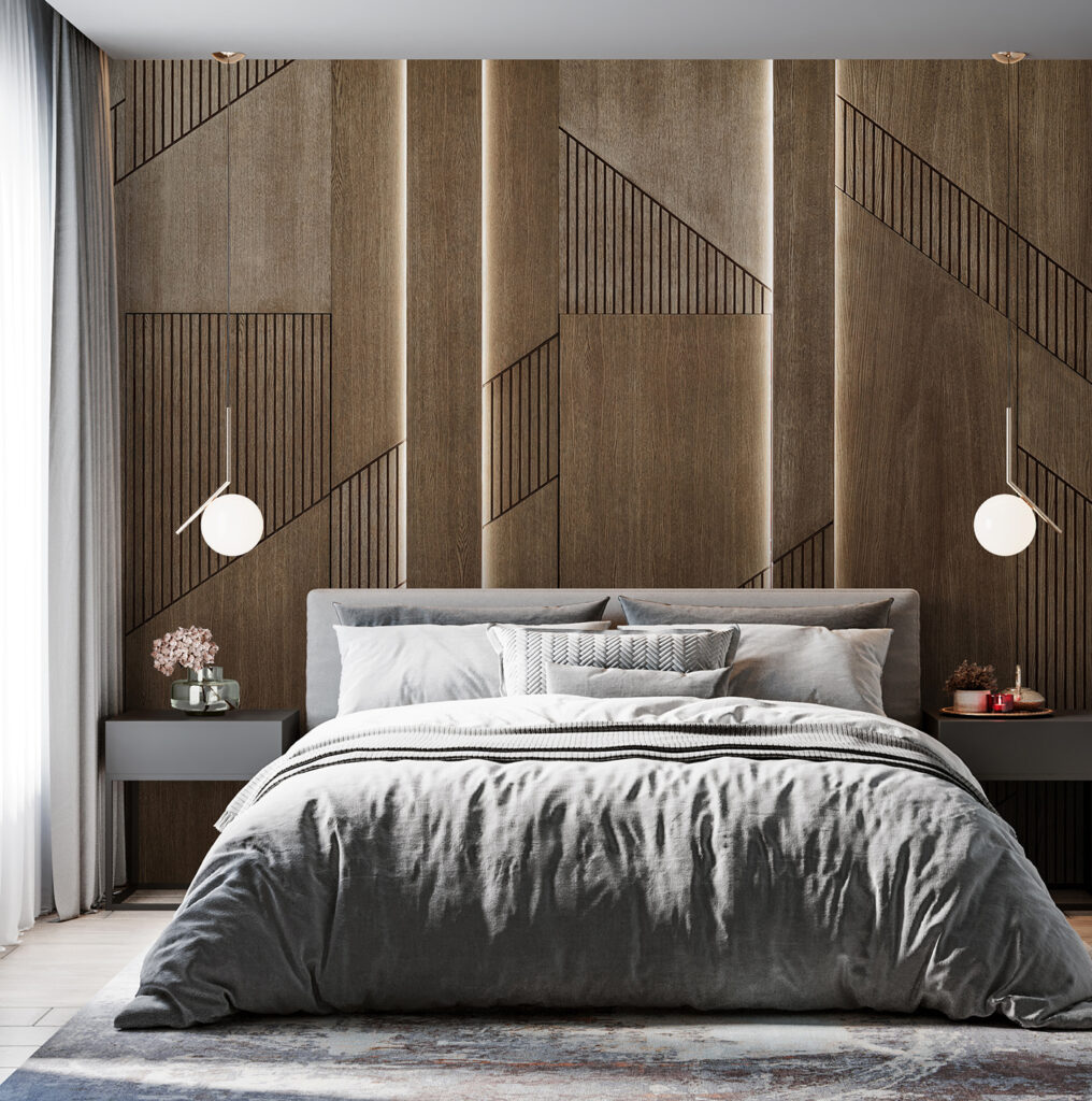 Elegant geometric design on wood panels