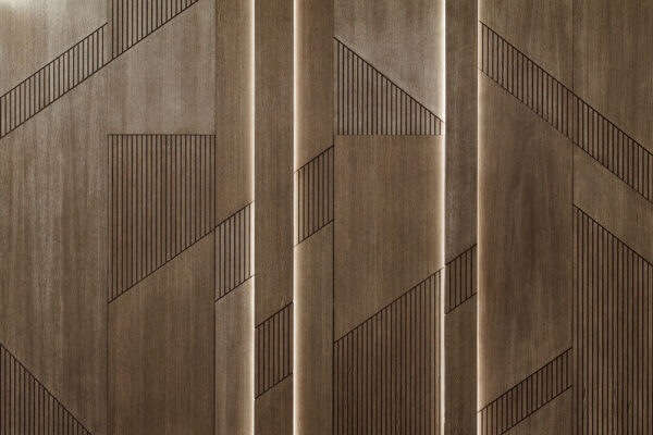 Elegant geometric design on wood panels
