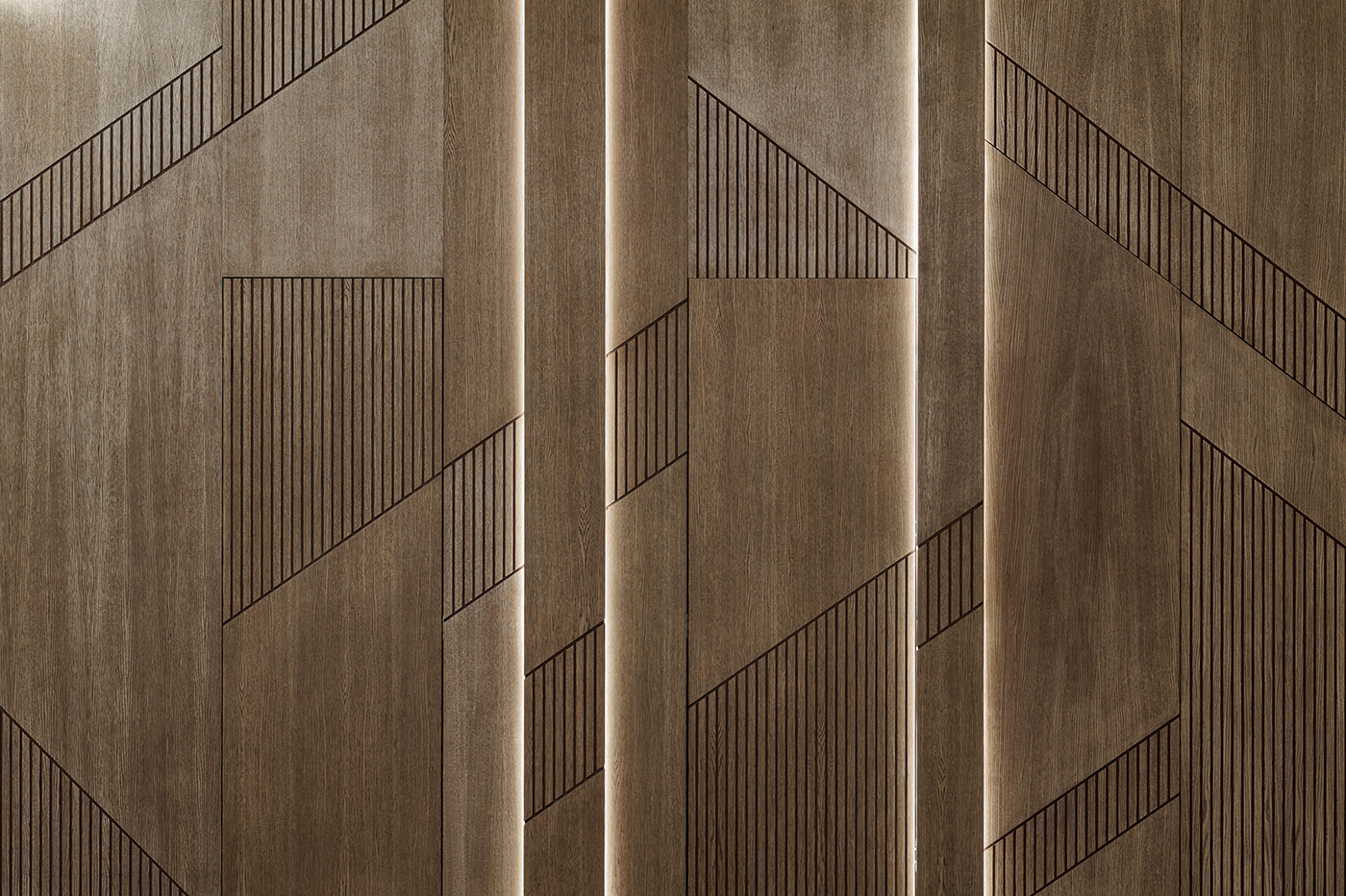 Elegant geometric design on wood panels