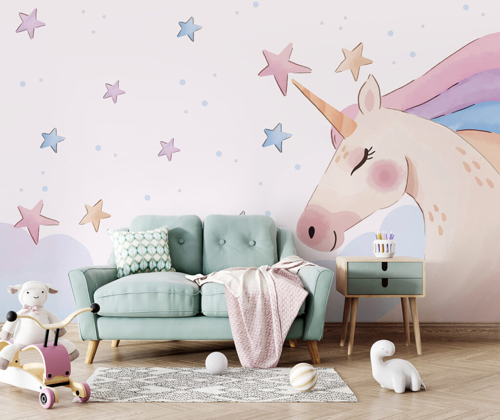 A unicorn with stars and clouds A unicorn with stars and clouds