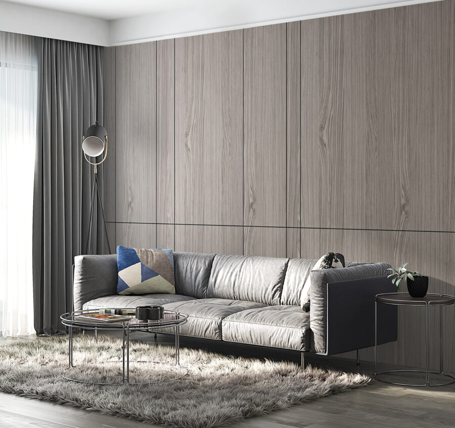 A grey wood paneling