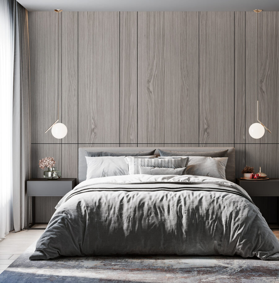 A grey wood paneling