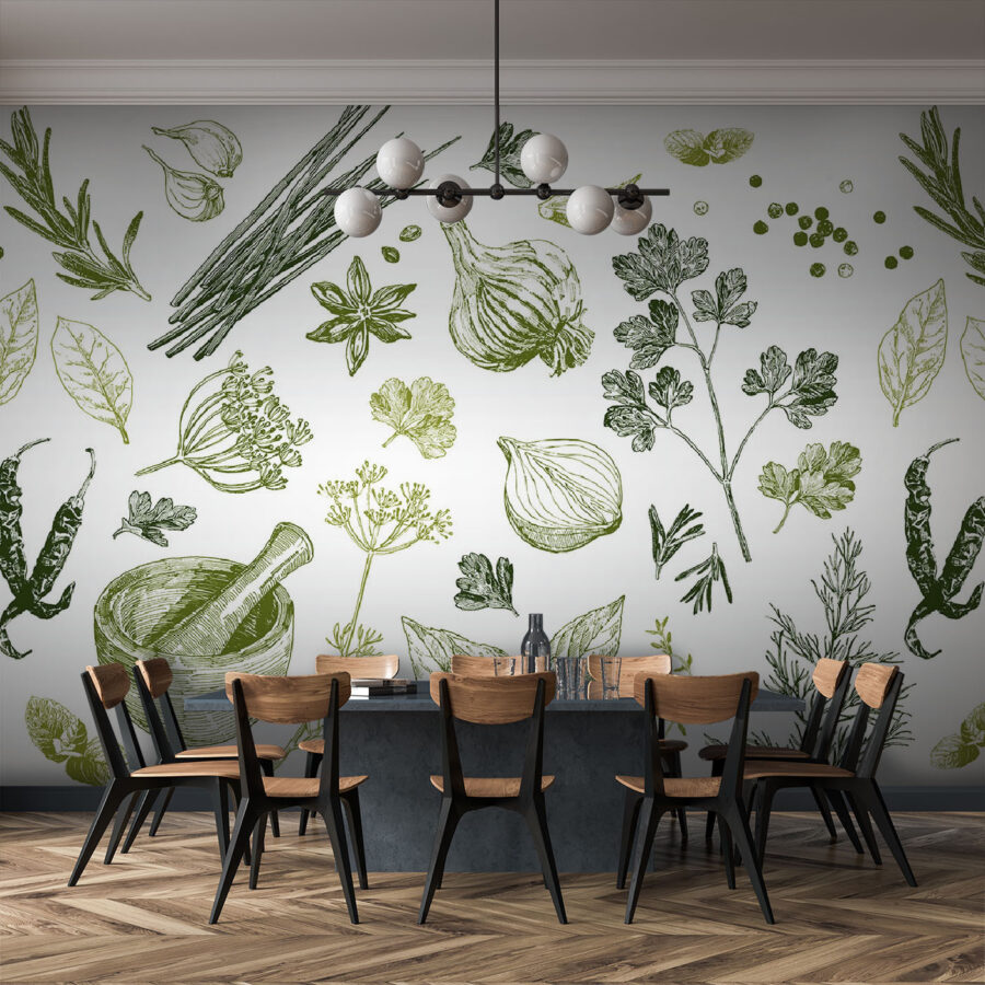 Wall murals A collection of herbs and spices - Image 2