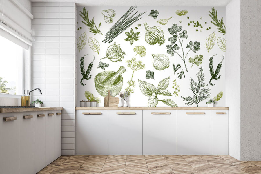 Wall murals A collection of herbs and spices