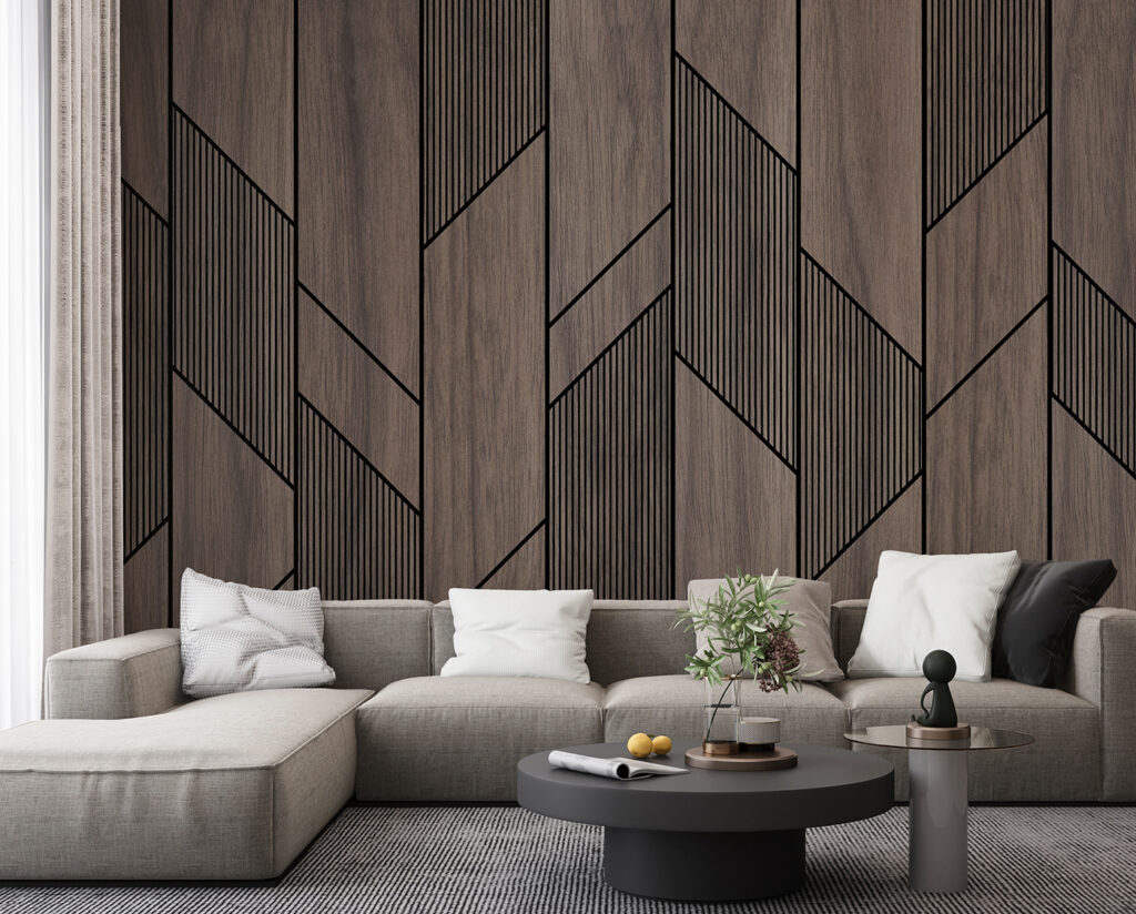 A wood paneling with black lines