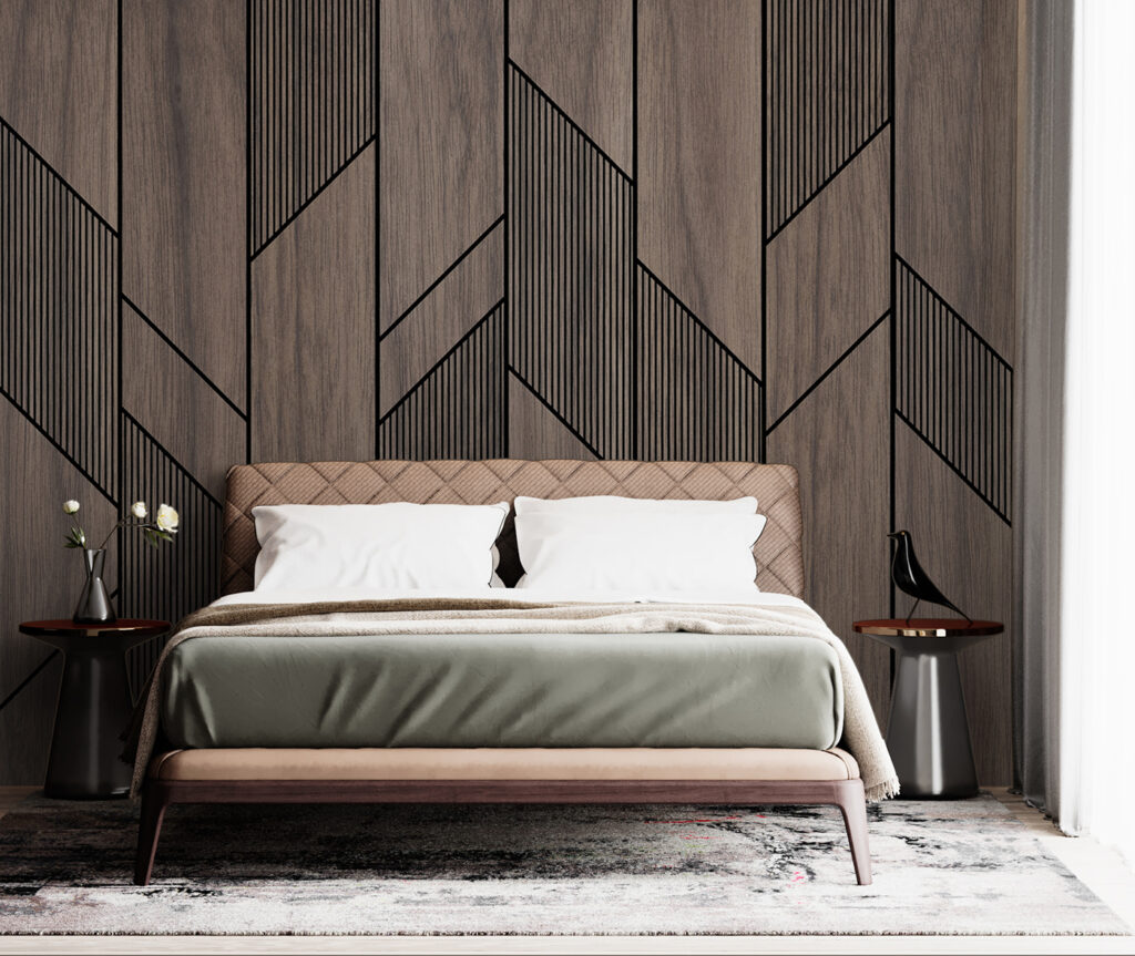 A wood paneling with black lines