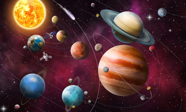 Planets and stars in space Planets and stars in space