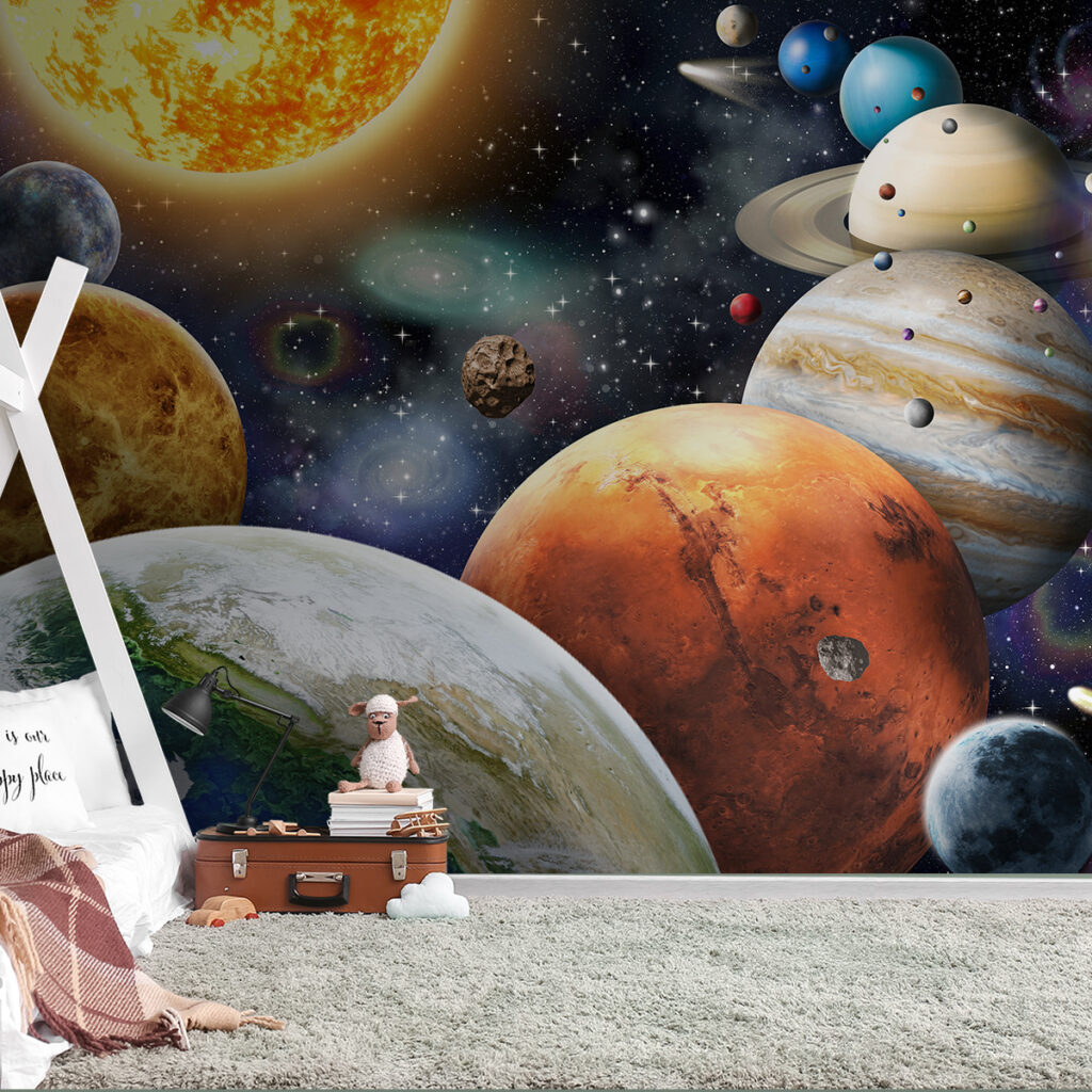 Planets and stars in space Planets and stars in space