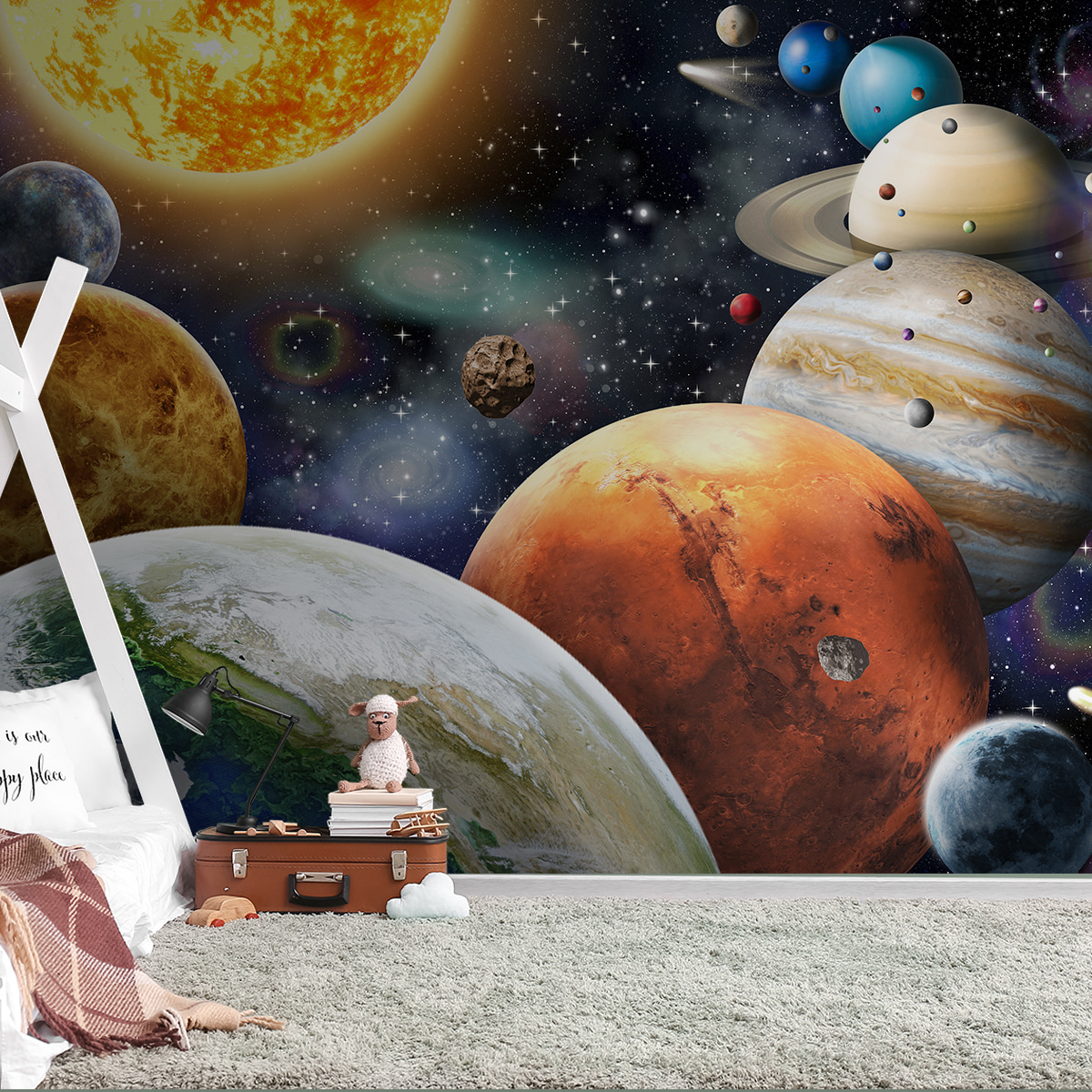 Planets and stars in space Planets and stars in space