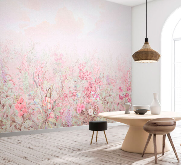 A painting of flowers and leaves A painting of flowers and leaves