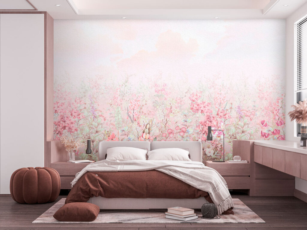 A painting of flowers and leaves A painting of flowers and leaves