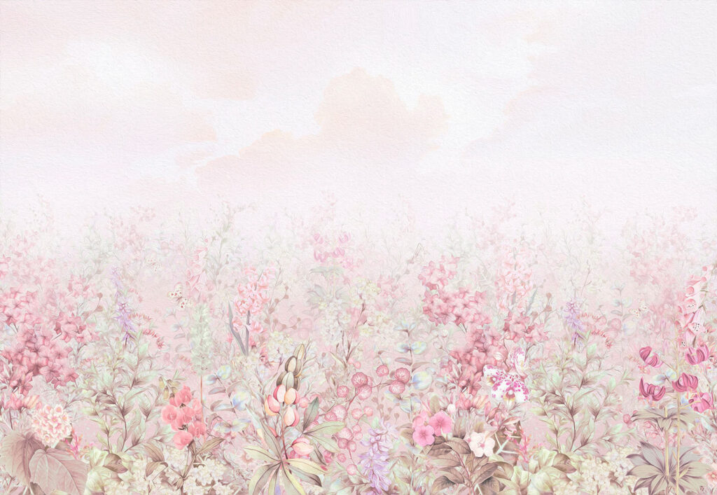 A painting of flowers and leaves A painting of flowers and leaves