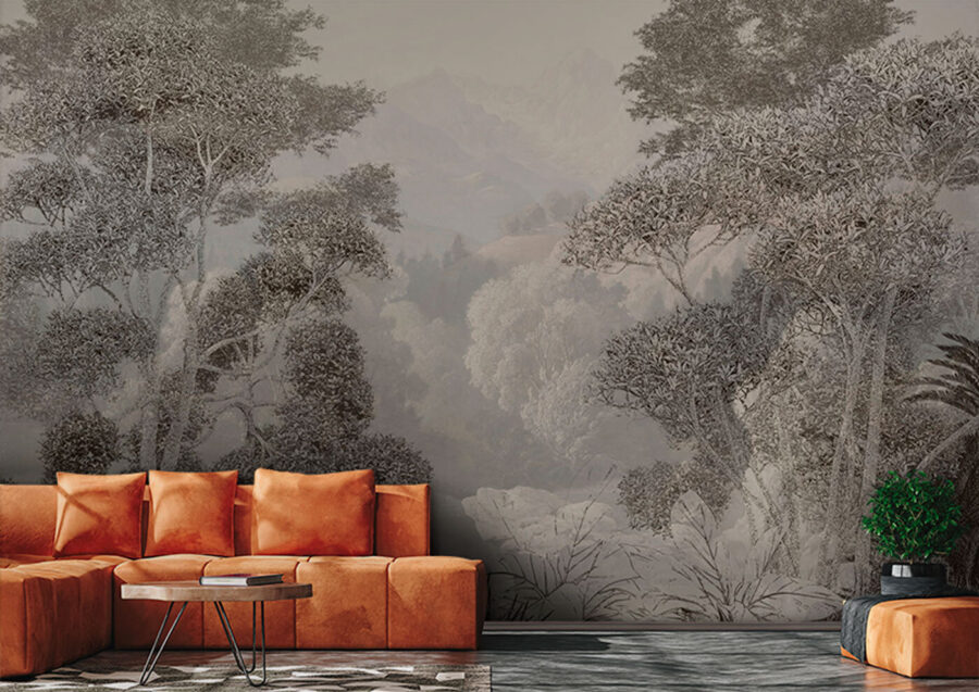 A landscape with trees and mountains A landscape with trees and mountains