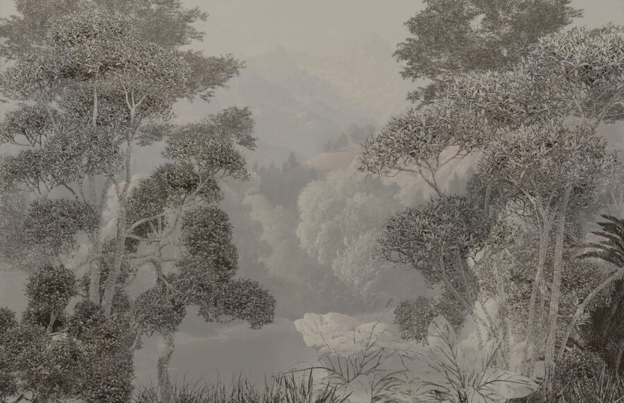 A landscape with trees and mountains A landscape with trees and mountains
