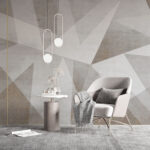 Wall murals A grey and white background with triangles