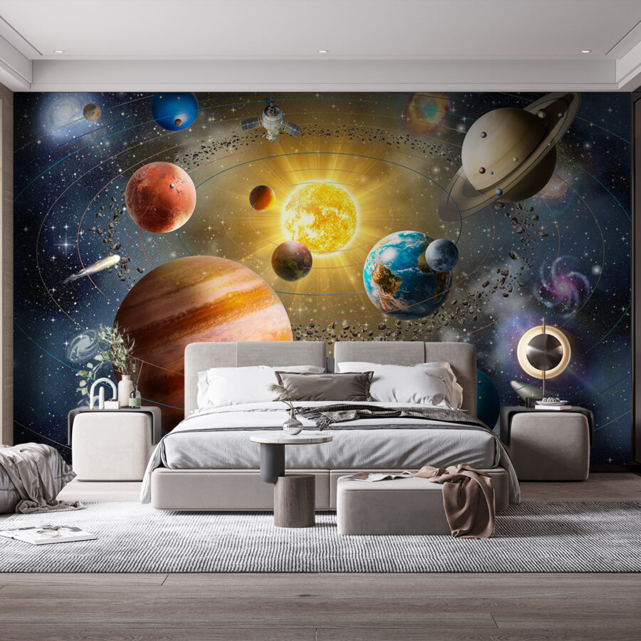 Planets and stars in space