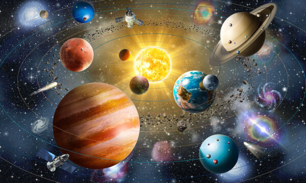 Planets and stars in space Planets and stars in space