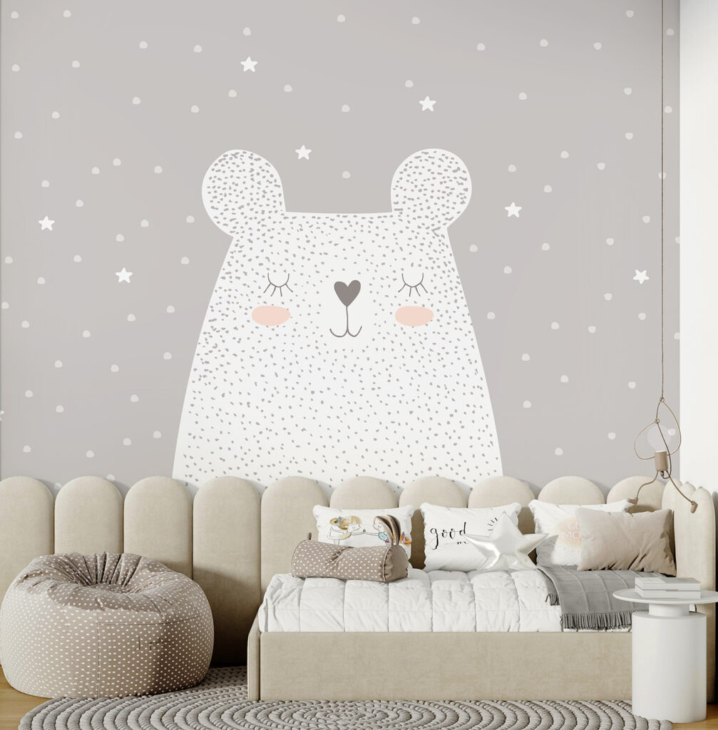 A white bear with dots and stars A white bear with dots and stars