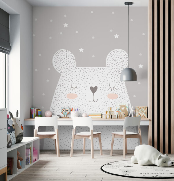 Wall murals Wall murals A white bear with dots and stars (SKU: u97174)