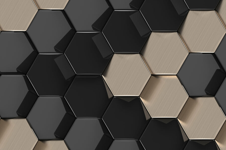 Hexagonal pattern in black and beige