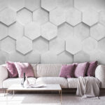 Wall murals White hexagons on a wall