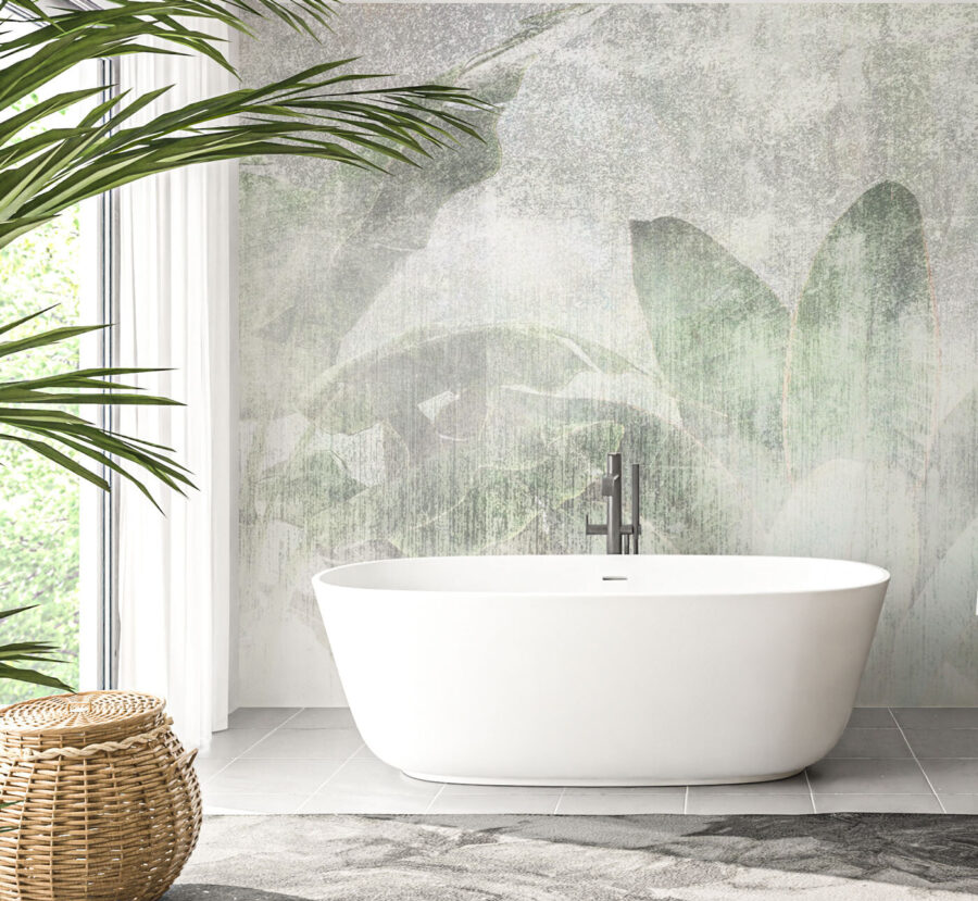 Soft leaves in muted tones.