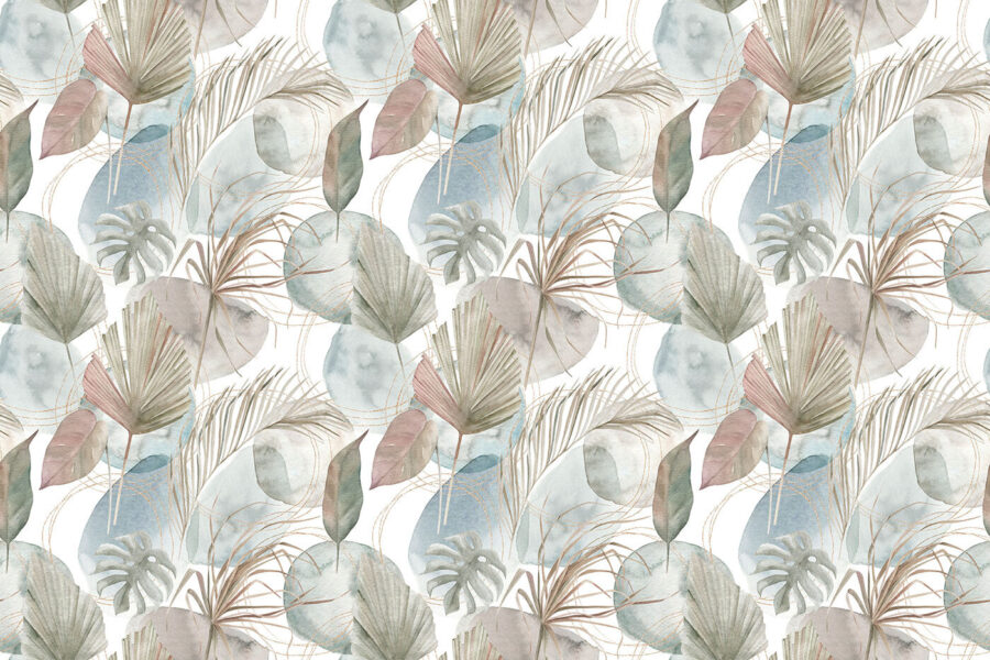 Pattern of leaves and circles