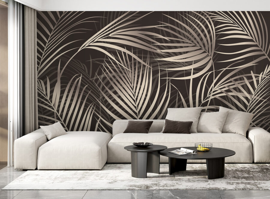 Elegant palm leaves on a dark backdrop