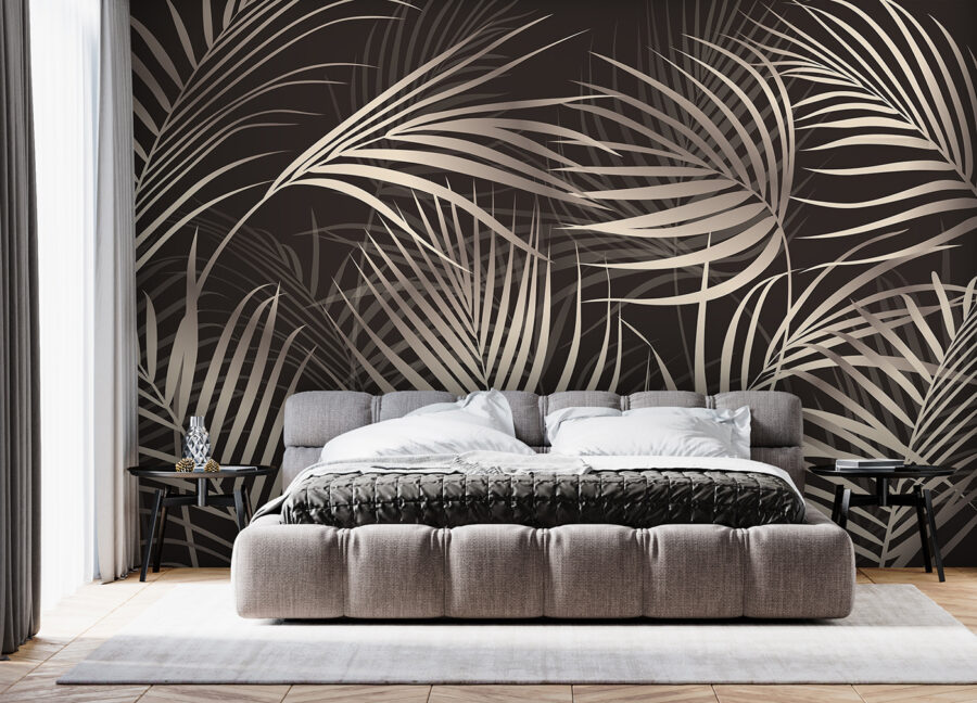 Elegant palm leaves on a dark backdrop