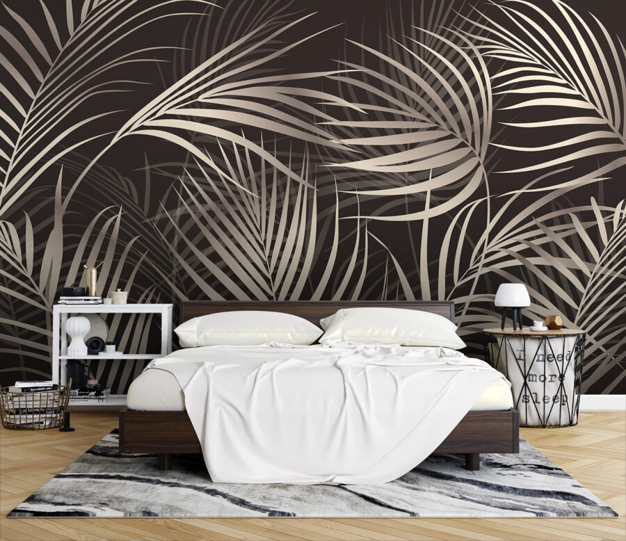 Elegant palm leaves on a dark backdrop