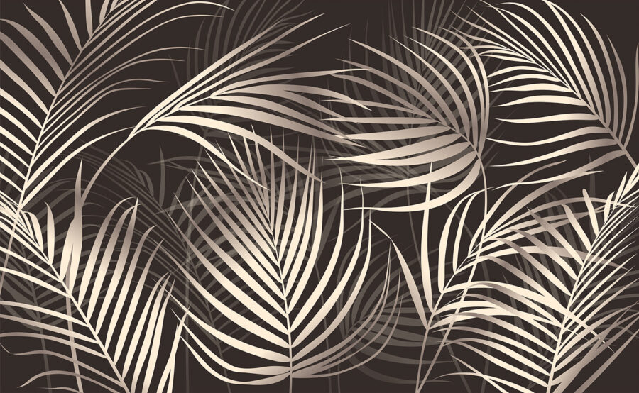 Elegant palm leaves on a dark backdrop