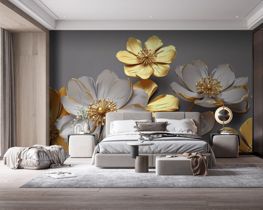 Wall murals Group of flowers on a gray background - Image 2