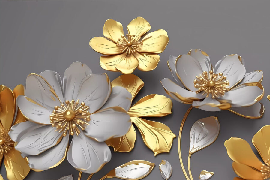 Wall murals Group of flowers on a gray background - Image 5