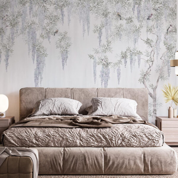 Wallpaper with flowers and birds Wallpaper with flowers and birds