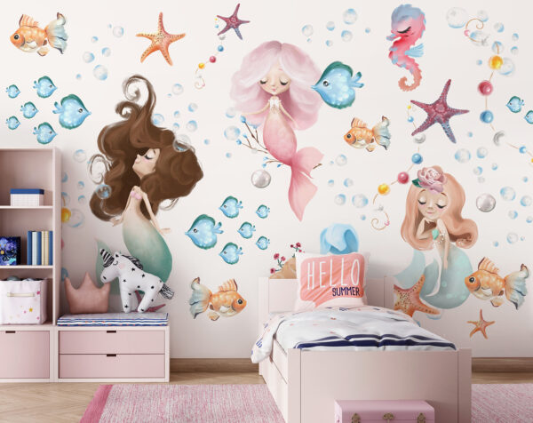 Collection of cartoon mermaids Wall murals Collection of cartoon mermaids