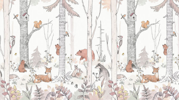 A group of animals in a forest A group of animals in a forest
