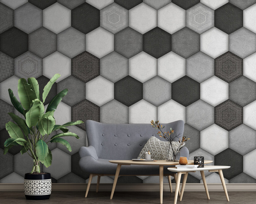 Geometric hexagonal pattern in grayscale
