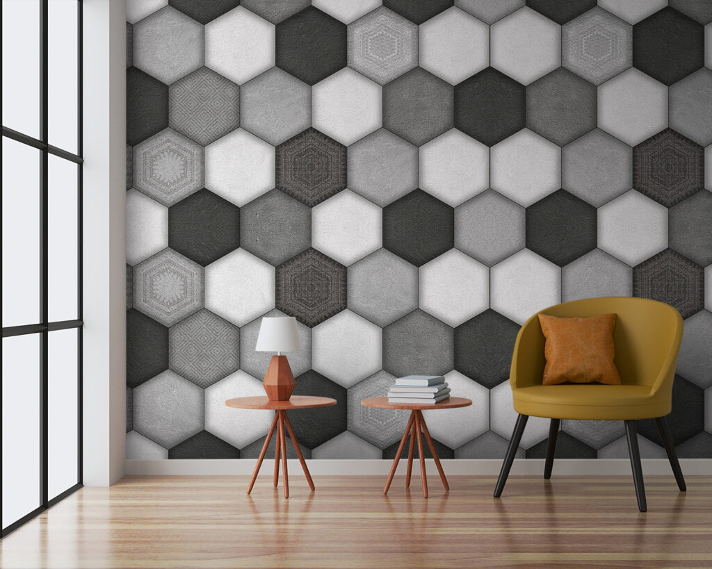 Geometric hexagonal pattern in grayscale