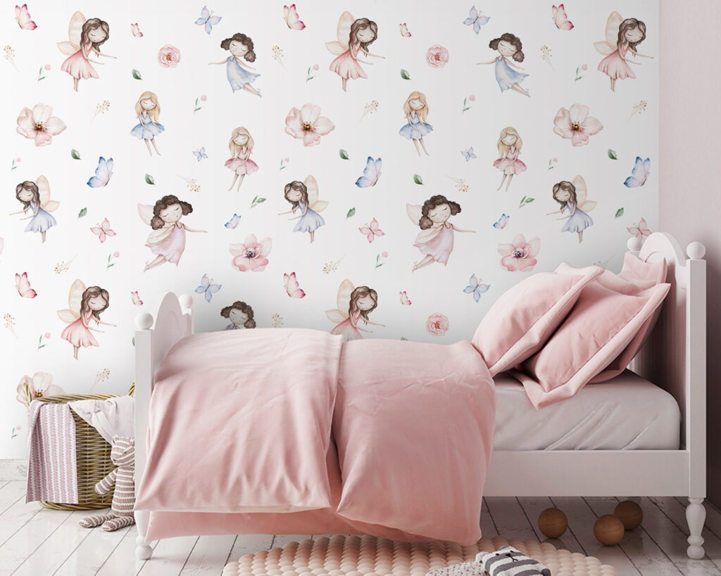 Pattern of fairies and butterflies