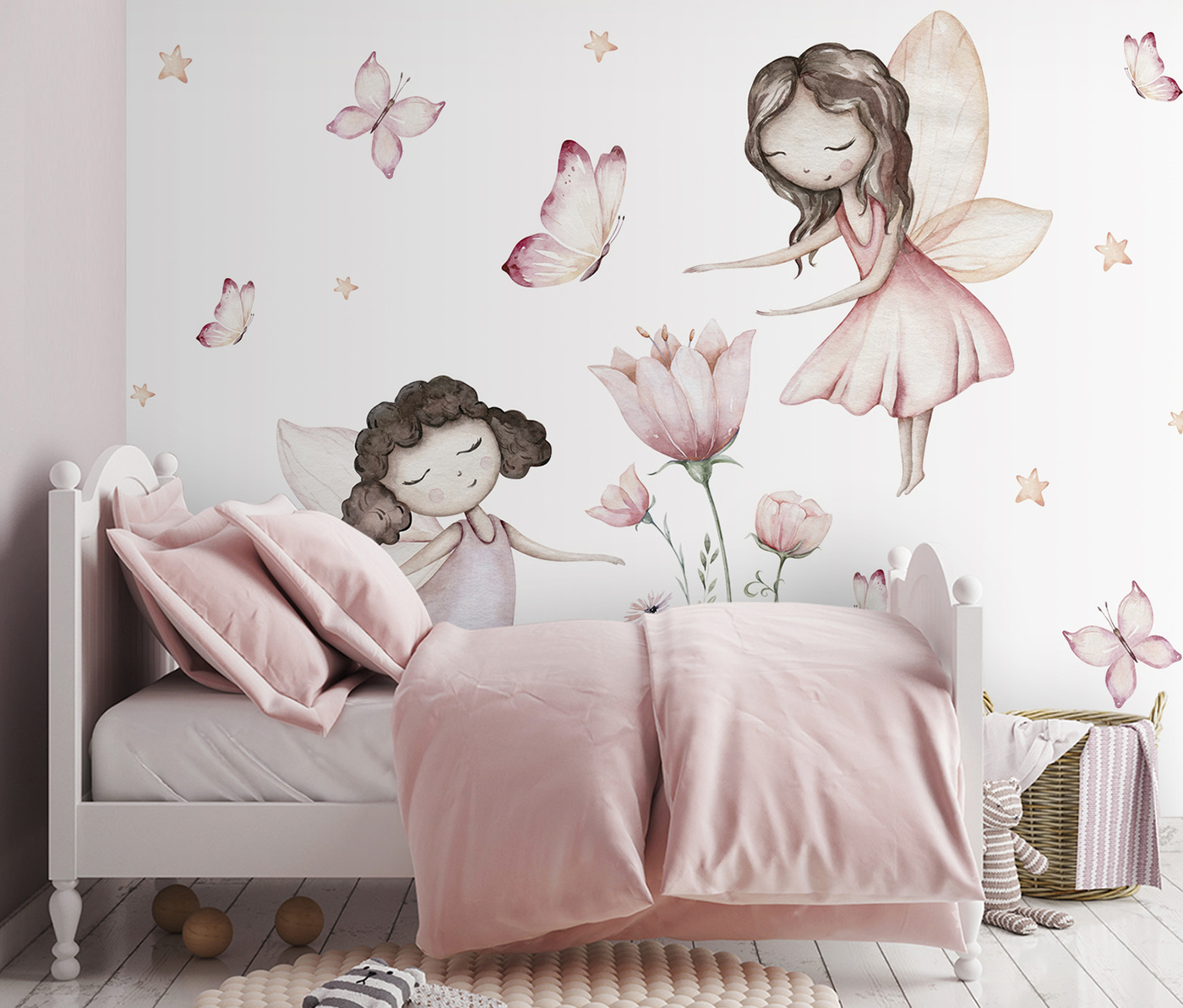 Group of fairies with butterflies and flowers