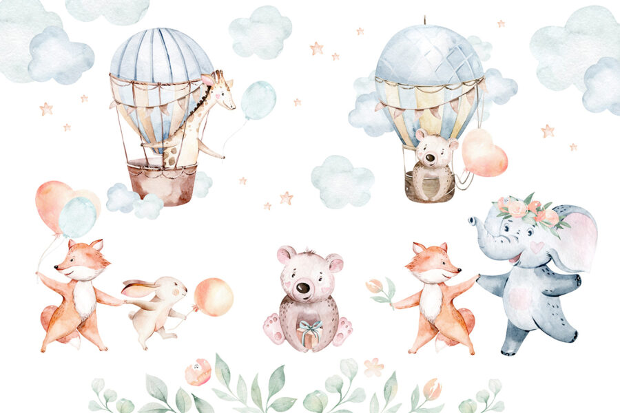 Set of watercolor animals Set of watercolor animals