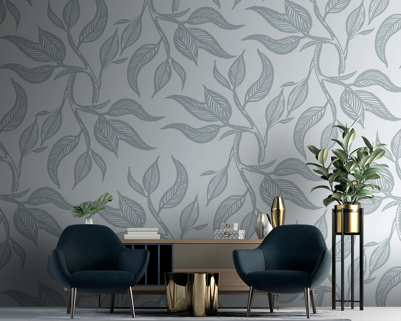 u96720pig10m - Pattern of leaves on a white background - tegory